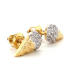 Load image into Gallery viewer, Kids Cone Ice Cream Diamond Stud Earrings, 14k Solid Gold, Natural Diamonds, Summer Jewelry, Gift for toddlers/girls/kids