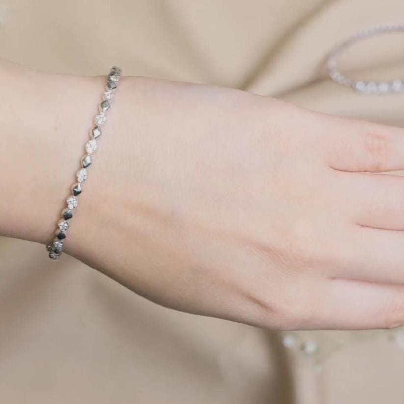 Bubble Drop design bangle bracelet, 14k Solid Gold, Natural Diamonds, Ready To Ship, Women's Day Gift