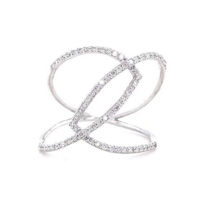 Intertwined Diamond Loop Band Ring, 14k Solid Gold, Criss Cross Ring, Natural Diamonds, Statement Jewelry, Ready To Ship