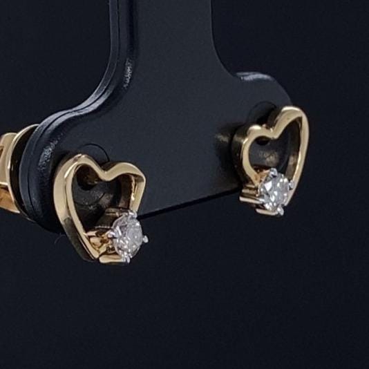 Kids Heart Diamond Stud Earrings, 14k Solid Gold, Natural Diamonds, Kids Jewelry, Gift for toddlers/girls/kids