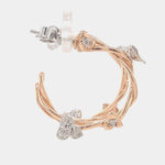 Load image into Gallery viewer, Hoop Vine Diamond Earrings, 14k Solid Gold J Hoops, Flower Natural Diamonds Earrings, Dual Tone, Ready To Ship, Women's Day Gift