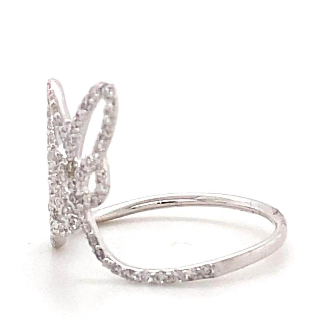 Double Butterfly Diamond Ring, 14k Solid Gold, Natural Diamonds, Animal Jewelry, Everyday Minimalist Ring, Statement Ring, Ready To Ship