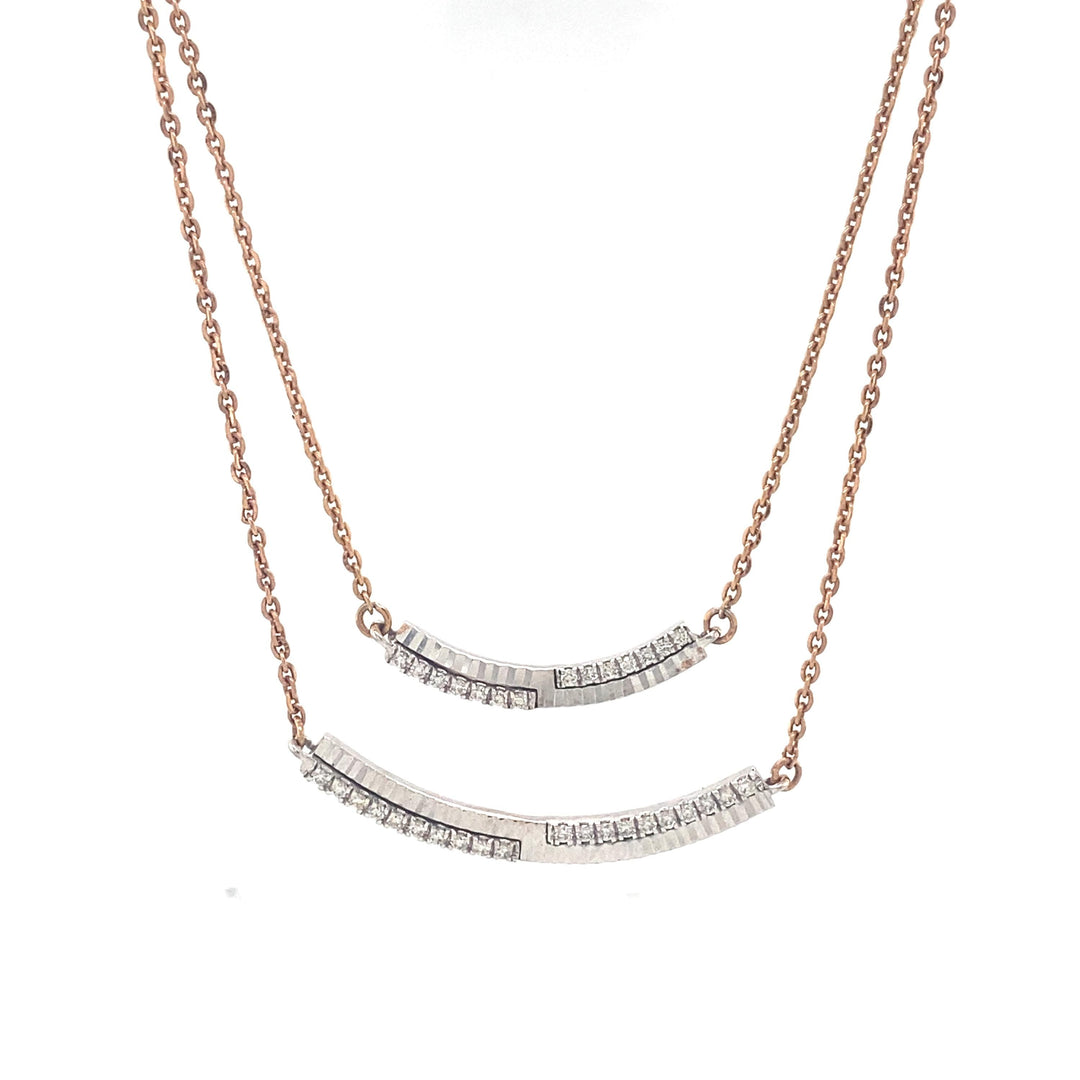 Double Arc Layered Diamond Necklace, Dual Tone Necklace in 14k Solid Gold, Natural Diamonds, Ready To Ship, Women's Day Gift