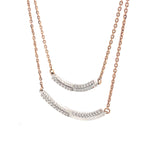 Load image into Gallery viewer, Double Arc Layered Diamond Necklace, Dual Tone Necklace in 14k Solid Gold, Natural Diamonds, Ready To Ship, Women's Day Gift