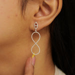 Load image into Gallery viewer, Dangle Diamond Earrings In 14k Solid Gold, Infinity Loop Earrings With Natural Diamonds, Certified Jewelry