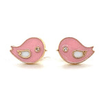 Load image into Gallery viewer, Kids Pink Bird Diamond Stud Earrings, 14k Solid Gold With Enameling, Natural Diamonds, Gift for toddlers/girls/kids, Ready To Ship