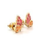 Load image into Gallery viewer, Kids Enameled Butterfly Diamond Stud Earrings, 14k Solid Gold, Natural Diamonds, Insect jewelry, Gift for toddlers/girls/kids, Ready To Ship