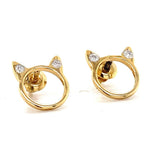 Load image into Gallery viewer, Kids Cat Ear Diamond Stud Earrings, 14k Solid Gold, Natural Diamonds, Animal jewelry, Gift for toddlers/girls/kids, Ready To Ship