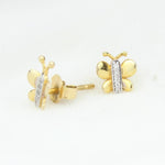 Load image into Gallery viewer, Kids Butterfly Diamond Stud Earrings, 14k Solid Gold, Natural Diamonds, Kids Insect Jewelry, Gift for toddlers/girls/kids, Ready To Ship