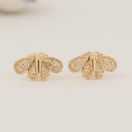 Load image into Gallery viewer, Bee Diamond Kids Earrings, 14k Solid Gold, Natural Diamonds, Insect Animal Jewelry, Gift for Toddlers/girls, Ready To Ship, HRD Certified