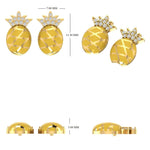 Load image into Gallery viewer, Kids Pineapple Diamond Earrings, 14k Solid Gold, Natural Diamonds, Enamel Fruit Stud, Gift for toddler/girls, Ready To Ship, HRD Certified