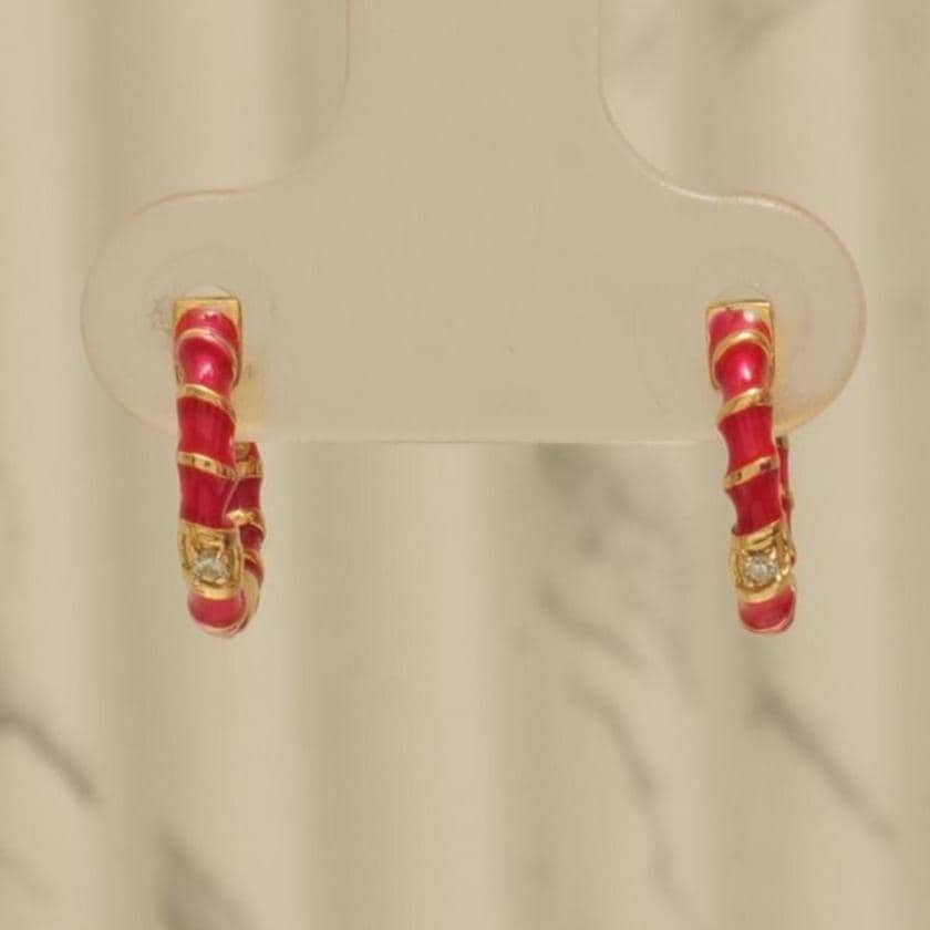 Kids Pink Enamel Diamond Hoops, 14k Solid Gold, Natural Diamond, Minimalist  Studs, Gift for toddlers/girls/kids, Ready To Ship