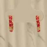 Load image into Gallery viewer, Kids Pink Enamel Diamond Hoops, 14k Solid Gold, Natural Diamond, Minimalist Studs, Gift for toddlers/girls/kids, Ready To Ship