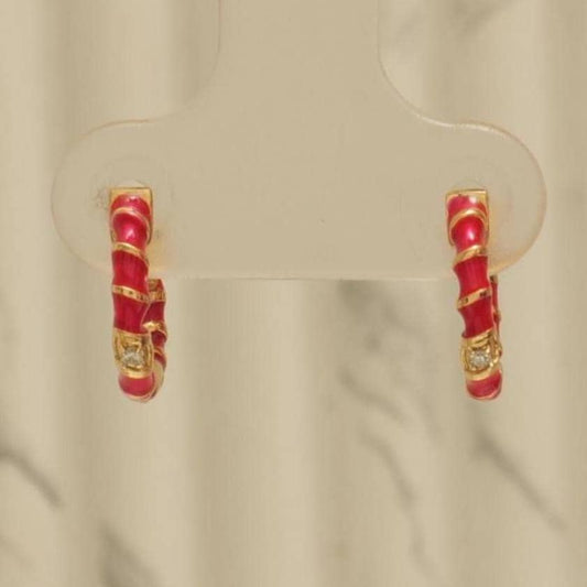 Kids Pink Enamel Diamond Hoops, 14k Solid Gold, Natural Diamond, Minimalist Studs, Gift for toddlers/girls/kids, Ready To Ship