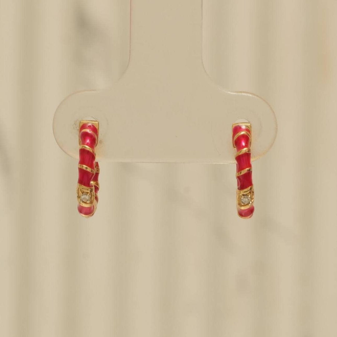 Kids Pink Enamel Diamond Hoops, 14k Solid Gold, Natural Diamond, Minimalist Studs, Gift for toddlers/girls/kids, Ready To Ship