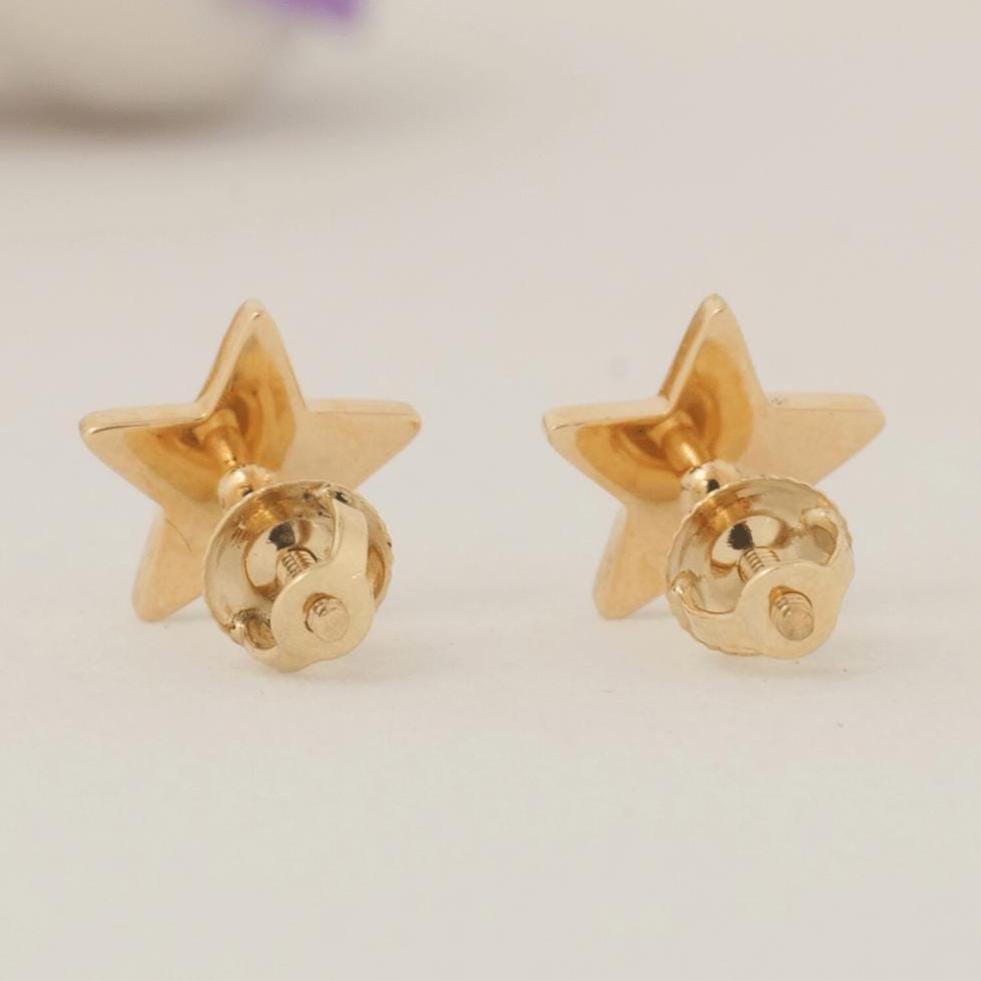 Star Diamond Kids Earrings, 14k Solid Gold Enamel Studs, Natural Diamonds, Everyday jewelry, Gift for girls, Ready To Ship, HRD Certified