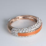 Load image into Gallery viewer, Colored Enamel Natural Diamond Ring: 14k Solid Gold Stackable Band, IGI Certified, Ready To Ship