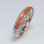 Load image into Gallery viewer, Colored Enamel Natural Diamond Ring: 14k Solid Gold Stackable Band, IGI Certified,  Ready To Ship