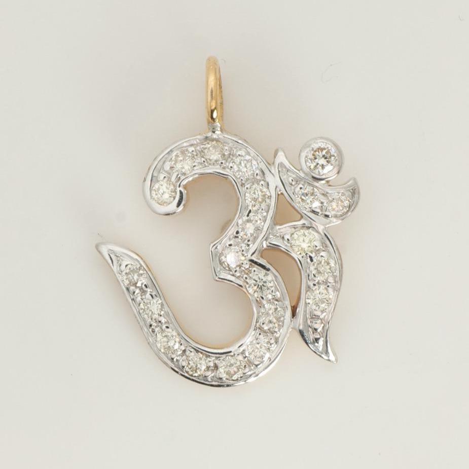 Religious Om Diamond Pendant, 14k Solid Gold, Natural Diamonds, Stacking Pendant, Spiritual Symbol Necklace, Everday Jewelry, Gift For Her