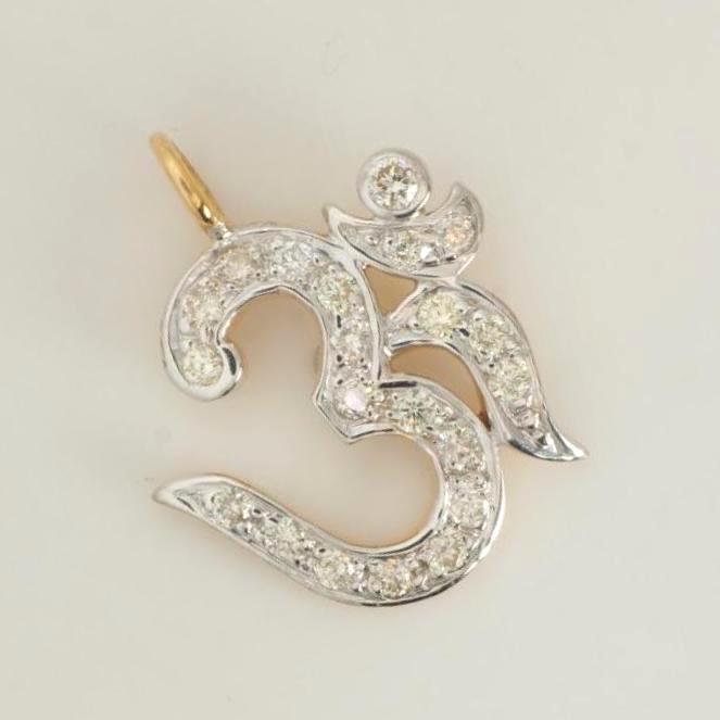 Religious Om Diamond Pendant, 14k Solid Gold, Natural Diamonds, Stacking Pendant, Spiritual Symbol Necklace, Everday Jewelry, Gift For Her