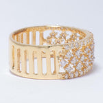 Load image into Gallery viewer, Wide Diamond Band Ring, 14k Solid Gold, Natural Diamonds, Intricate Lattice Design, Statement Jewelry, Bridal Stacking Ring, Gift for Her