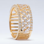 Load image into Gallery viewer, Wide Diamond Band Ring, 14k Solid Gold, Natural Diamonds, Intricate Lattice Design, Statement Jewelry, Bridal Stacking Ring, Gift for Her