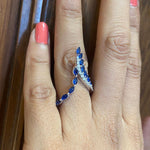 Load image into Gallery viewer, Blue Sapphire Diamond Ring In 14k Solid Gold, Birthstone Ring With Natural Diamonds, Gift for Women, Gemstone Jewelry Gift For Her