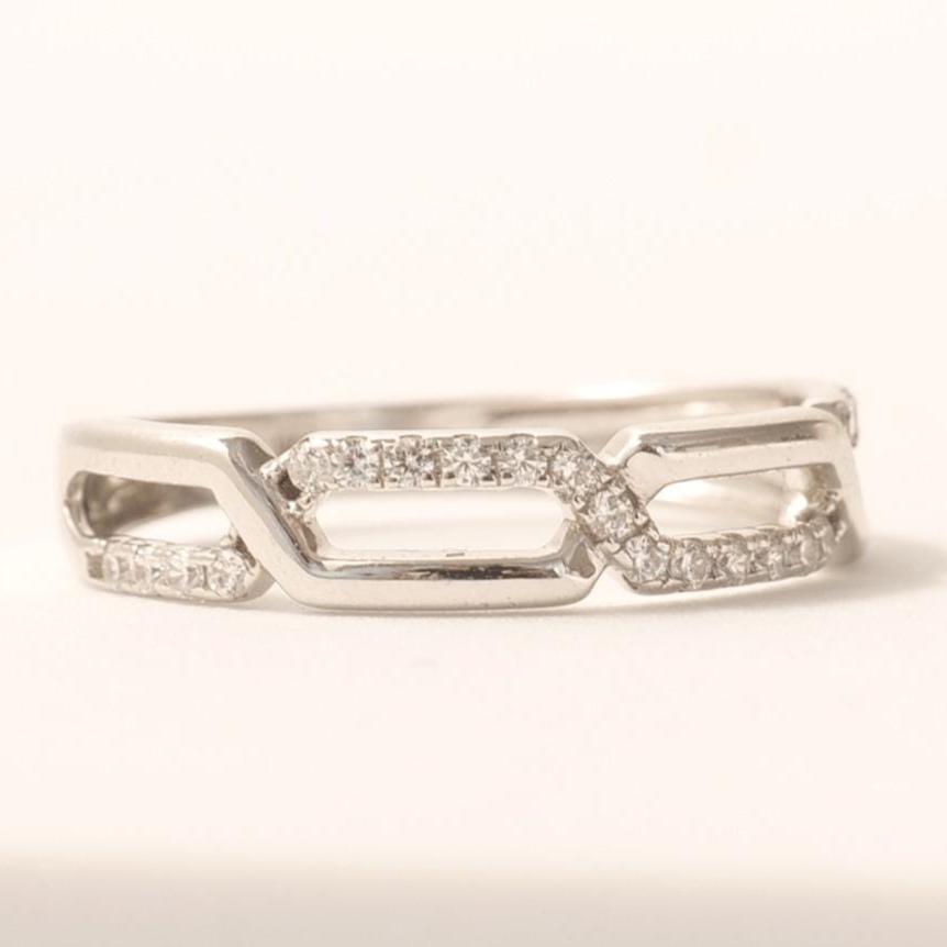 Chain Link Diamond Band, 14k Solid Gold, Stacking Band, Minimalist Pave Ring, Natural Diamonds, Everyday Jewelry, Gift For Her