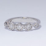 Load image into Gallery viewer, Hexagon Diamond Ring, 14k Solid Gold, Natural Diamonds, Geometric Band, Illusion Set, Modern Stacking Ring, Everyday Jewelry, Gift for Her