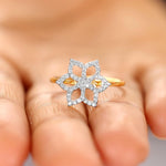 Load image into Gallery viewer, Flower Diamond Ring, 14k Solid Gold, Natural Diamonds, , Everyday Floral Jewelry Gift For Her