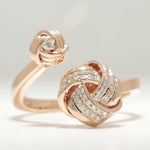 Load image into Gallery viewer, Knots Diamond Ring, 14K Solid Gold, Centre Open Cuff Ring, Natural Diamonds, Statement Jewelry, Gift For Her