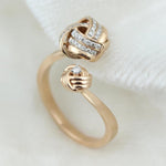 Load image into Gallery viewer, Knots Diamond Ring, 14K Solid Gold, Centre Open Cuff Ring, Natural Diamonds, Statement Jewelry, Gift For Her