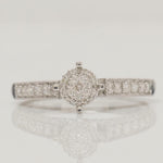 Load image into Gallery viewer, Vintage Natural Diamond Halo Ring: 14K Solid Gold Proposal Stacking Jewellery, Certified Jewelry