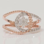 Load image into Gallery viewer, Floral Gold Diamond Ring, 14k Solid Gold, Natural Diamonds, Split Band Open Ring, Dual Tone Ring, Gift for Her