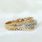 Load image into Gallery viewer, Filigree Diamond Band Ring, 14k Solid Gold, Natural Diamonds, , Everyday Jewelry Gift For Her