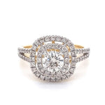 Load image into Gallery viewer, Halo Diamond Engagement Ring, Illusion Setting, 14K Solid Gold, Natural Diamonds, Statement Ring, Gift For Her