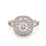 Load image into Gallery viewer, Halo Diamond Engagement Ring, Illusion Setting, 14K Solid Gold, Natural Diamonds, Statement Ring, Gift For Her