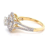 Load image into Gallery viewer, Halo Diamond Engagement Ring, Illusion Setting, 14K Solid Gold, Natural Diamonds, Statement Ring, Gift For Her