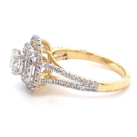 Halo Diamond Engagement Ring, Illusion Setting, 14K Solid Gold, Natural Diamonds, Statement Ring, Gift For Her