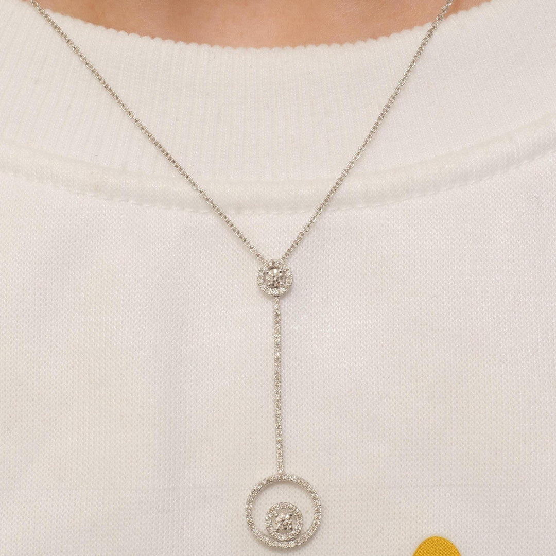 Circle Drop Diamond Pendant, 14k Solid Gold, Natural Diamonds, Stackable Adjustable Necklace, Geometric Everyday Jewelry, Gift for Her