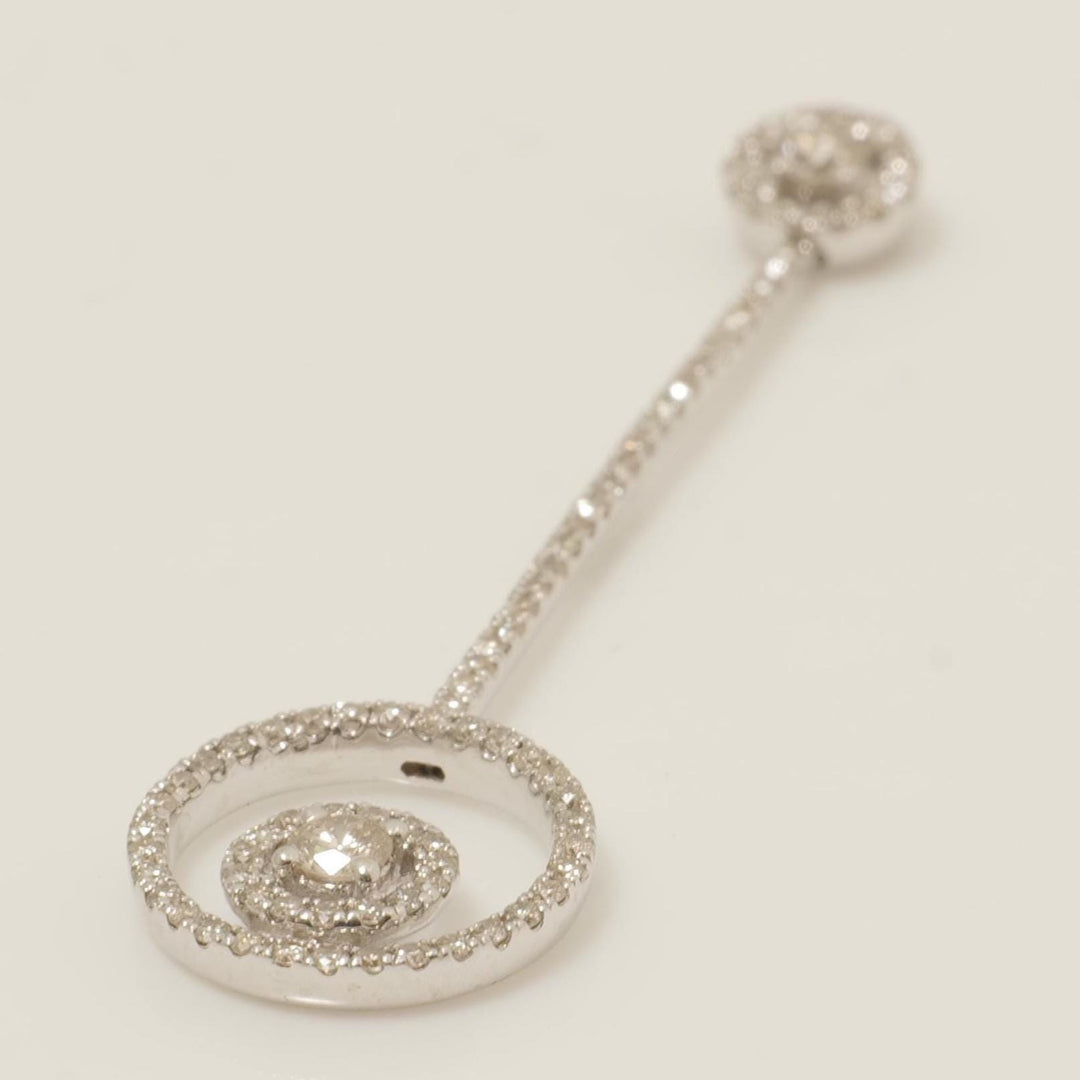 Circle Drop Diamond Pendant, 14k Solid Gold, Natural Diamonds, Stackable Adjustable Necklace, Geometric Everyday Jewelry, Gift for Her