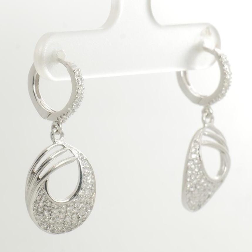 Oval Drop Diamond Dangle Earrings, 14k Solid Gold, Natural Diamonds, Bridal Statement Earrings, Everyday Earrings, Gift For Her