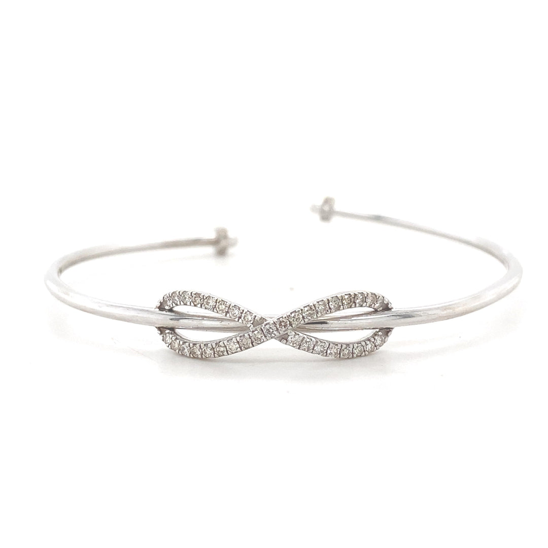 Infinity Diamond Cuff Bracelet, 14K Solid Gold, Natural Diamonds, Everyday Jewelry, Open Bangle Bracelet, Statement Jewelry, Gift for Her