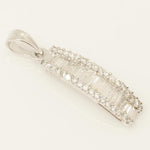 Load image into Gallery viewer, Bar Diamond Pendant, 14k Solid Gold, Baguette and Round Natural Diamonds, Modern Stacking Chain Charm, Minimalist Jewelry, Gift for Her