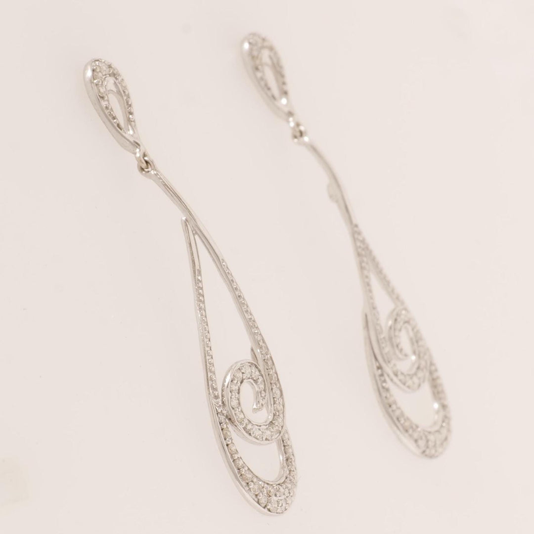 Teardrop Dangle Diamond Earrings, 14k Solid Gold, Swirl Drop Diamond Earrings, Natural Diamonds, Bridal Statement Earrings, Gift For Her