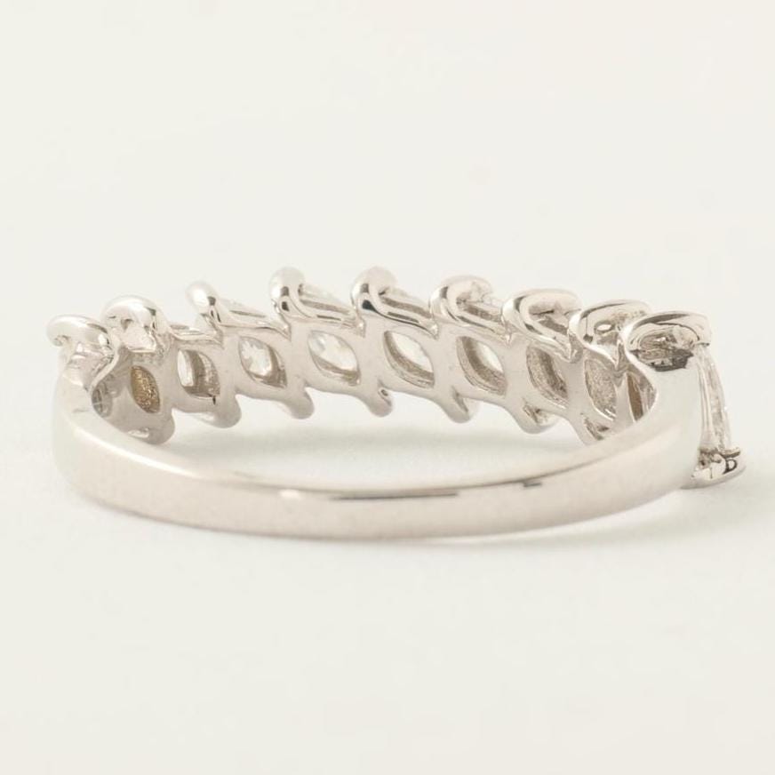 Marquise Diamonds Band Ring, 14k Solid Gold, Half Eternity Engagement Stack, Natural Diamonds, Statement Ring, Gift For Her