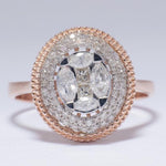 Load image into Gallery viewer, Oval Cluster Natural Diamond Ring: 14k Solid Gold Two-Toned Statement Ring, IGI Certified, Ready To Ship