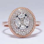 Load image into Gallery viewer, Oval Cluster Natural Diamond Ring: 14k Solid Gold Two-Toned Statement Ring, IGI Certified, Ready To Ship