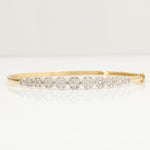 Load image into Gallery viewer, Flower Cluster Cuff Bracelet, 14k Solid Gold, Natural Diamonds, Illusion Stackable Cuff, Statement Everyday Jewelry