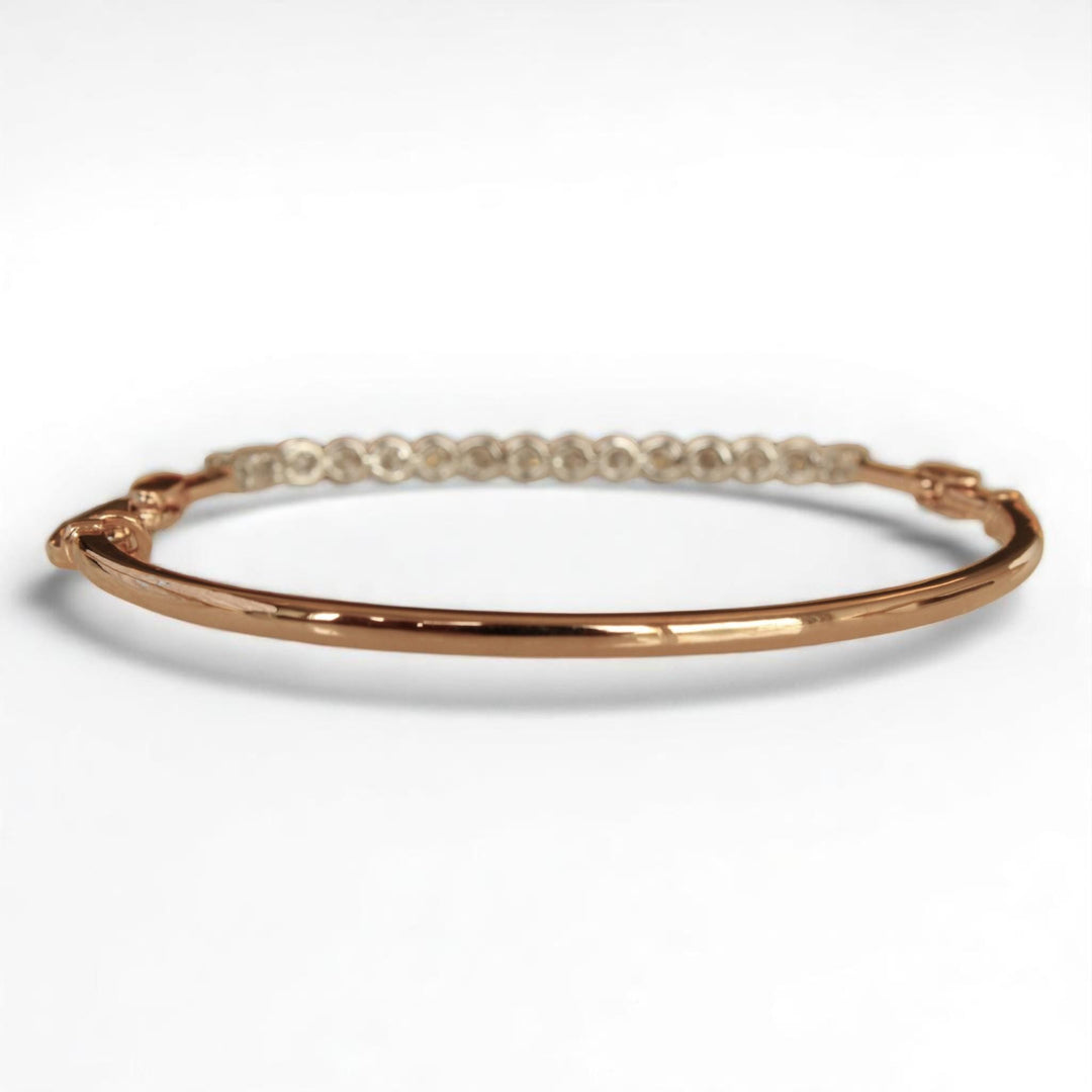 Half Eternity Diamond Bracelet, 14k Solid Gold, Diamond, Natural Diamonds, Stackable Statement Bracelet, Everyday Minimalistic Jewelry